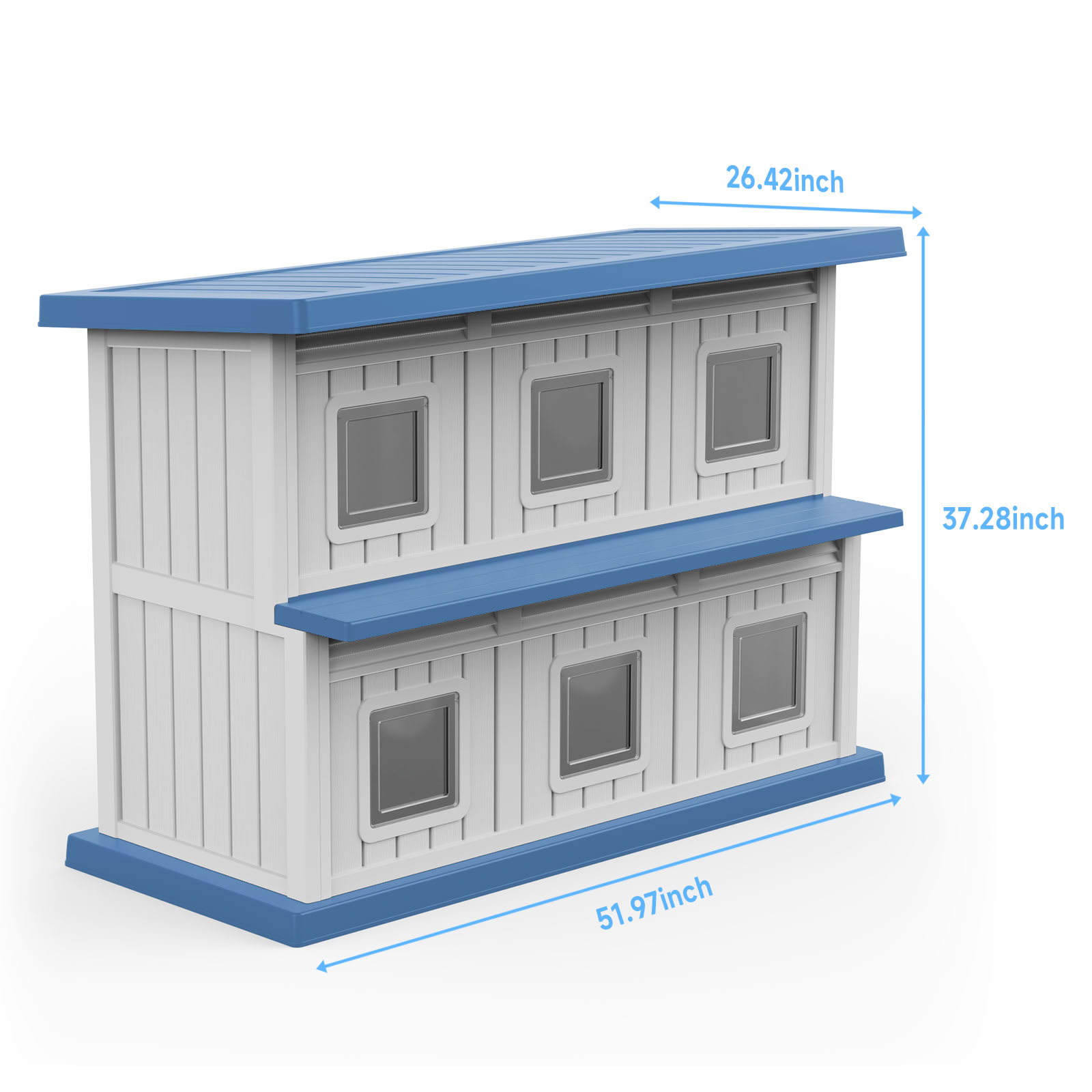 MAYEERTY Double-Decker Cat House, 6 Independent Compartments Pet Retreat with FloodGuard Roof & Tool-Free Back Panel
