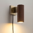 thumbnail image 6 of Tambo Wall Sconce Dark Walnut Wood Finish Weathered Brass Dimmer, 6 of 10
