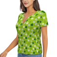 thumbnail image 2 of Wukai St Patrick's Day7 Casual V-Neck Graphic Tees for Women: Lightweight and Breathable Summer Tops with Stylish Design-X-Large, 2 of 8