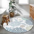 thumbnail image 3 of Round Rugs 3Ft, Blue Beige Coastal Turtle Round Area Rug Washable Indoor Throw Carpet, Ocean Coral Nautical Small Non Slip Circle Rug for Bedroom Living Room Home Decor Aesthetic, 3 of 8