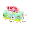 thumbnail image 3 of Caja de pañuelos de felpa de dibujos animados para bebé, juguete para hacer ejercicio en los dedos, juguetes educativos, regalos de cumpleaños, juguet mapache verde, 3 of 8