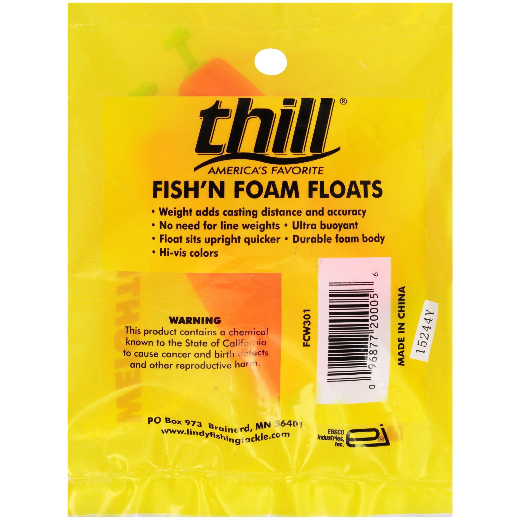 Thill Fish’n Foam Floats Cigar Weighted Clip 3" Fishing Float Red