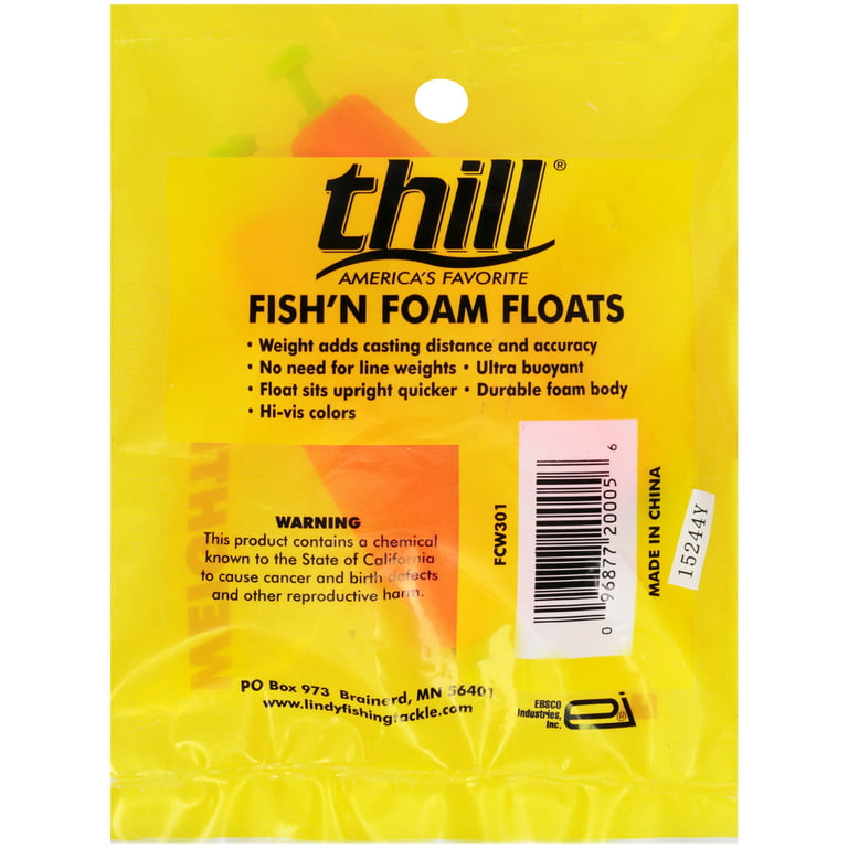 Thill Fish’n Foam Floats Cigar Weighted Clip 3 Fishing Float Red
