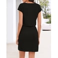 thumbnail image 3 of Merokeety Womens Summer Dresses V Neck Casual T Shirt Mini Dress with Pockets Black l, 3 of 5