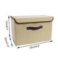 thumbnail image 3 of PiccoCasa Linen Foldable Storage Bins with Lid and Faux Leather Handles, Khaki Small, 3 of 6