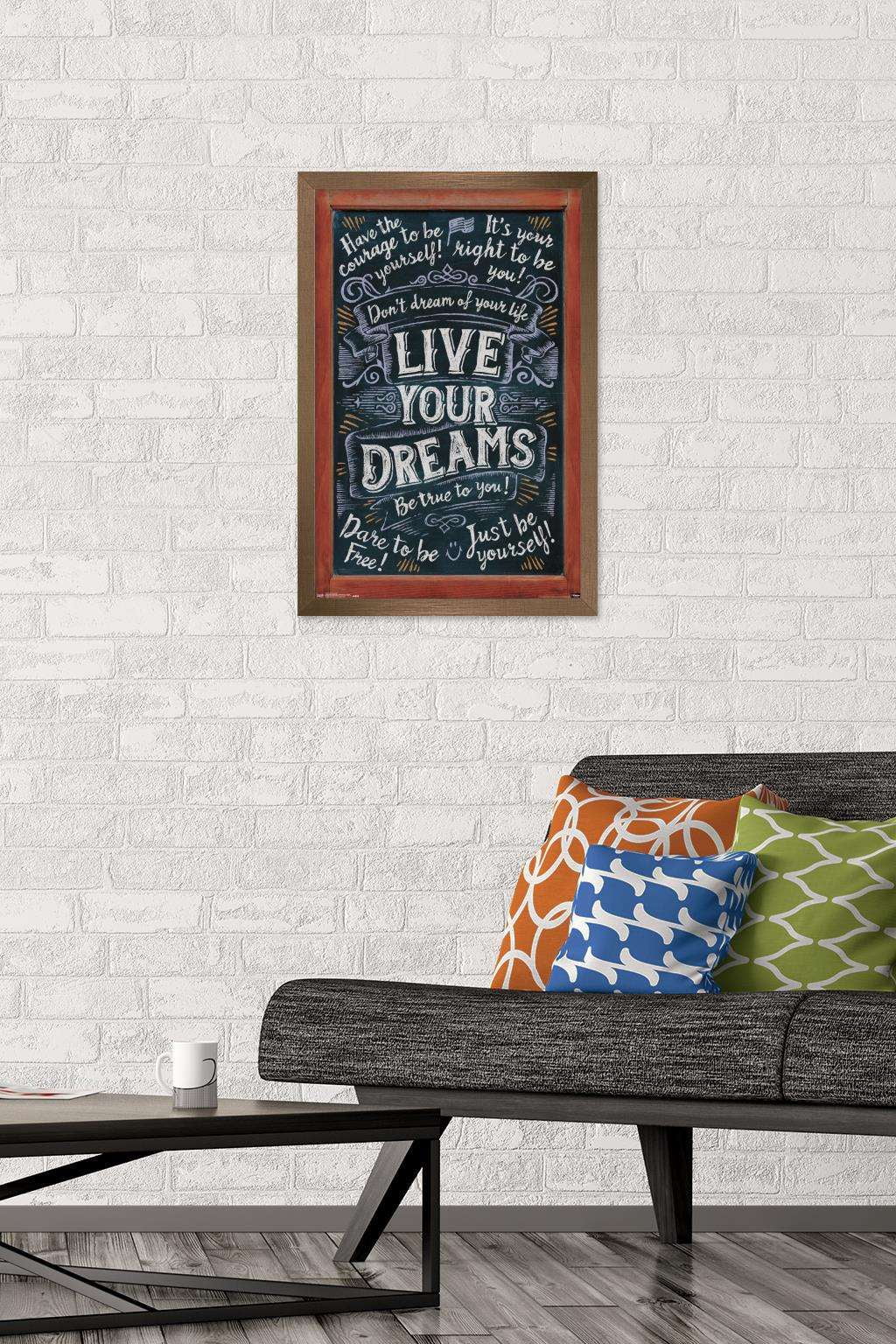 Live Your Dreams Wall Poster, 14.725" x 22.375", Framed