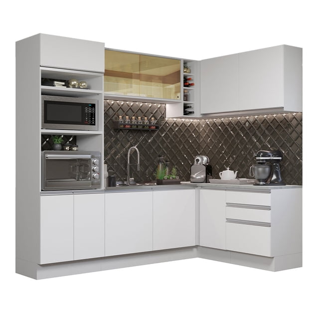 Cocina Integral de Esquina 399cm Glamy Madesa 02 Blanco