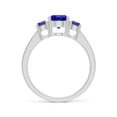 thumbnail image 2 of ANGARA Natural Three Stone Round Tanzanite Ring with Diamond Accents in 14K White Gold for Women (Size-6mm) | December Birthstone, Anniversary, Jewelry Gift for Women | Natural Tanzanite Ring, 2 of 9
