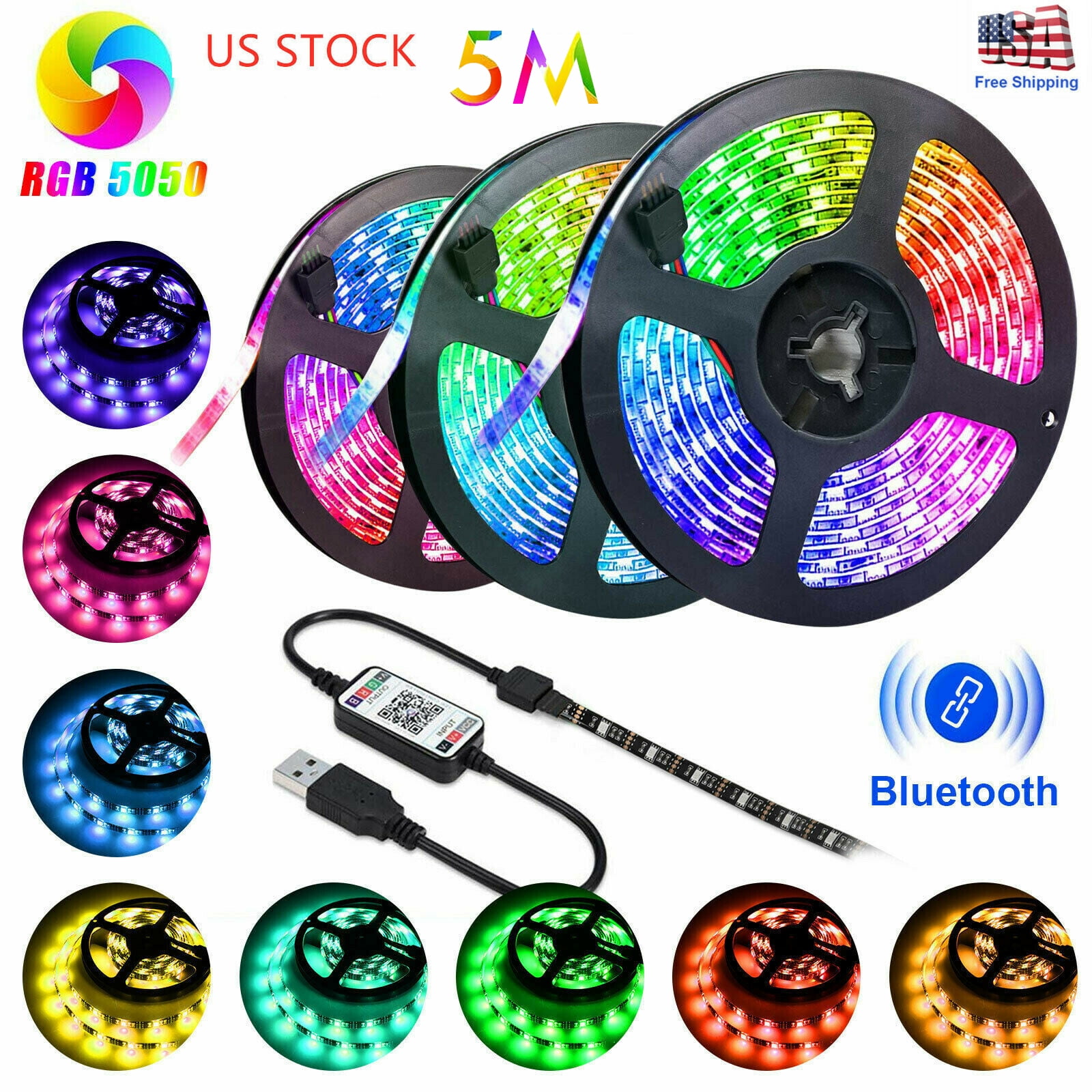 Details about   TV Backlight USB Powered LED Strip Light RGB5050 24 Inch-60 Inch Mirror PC APP 