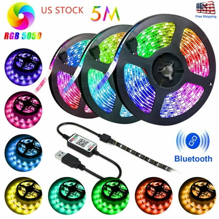 

EIMELI LED Strip Lights 16.4ft RGB Color Changing LED Strips TV LED Backlight 5050 LED Tape Lights IP65 Waterproof Bluetooth APP Controlled for Home Kitchen TV Party for iOS and Android