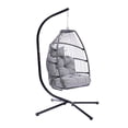thumbnail image 6 of Egg Chair, Swing Chair with Stand, Outdoor PE Wicker Hanging Chair with Cushion, Heavy Duty Lounge Basket Chair, 330 lbs Capacity, Relaxing Chair for Patio, Balcony, Backyard, Gray, D7555, 6 of 10