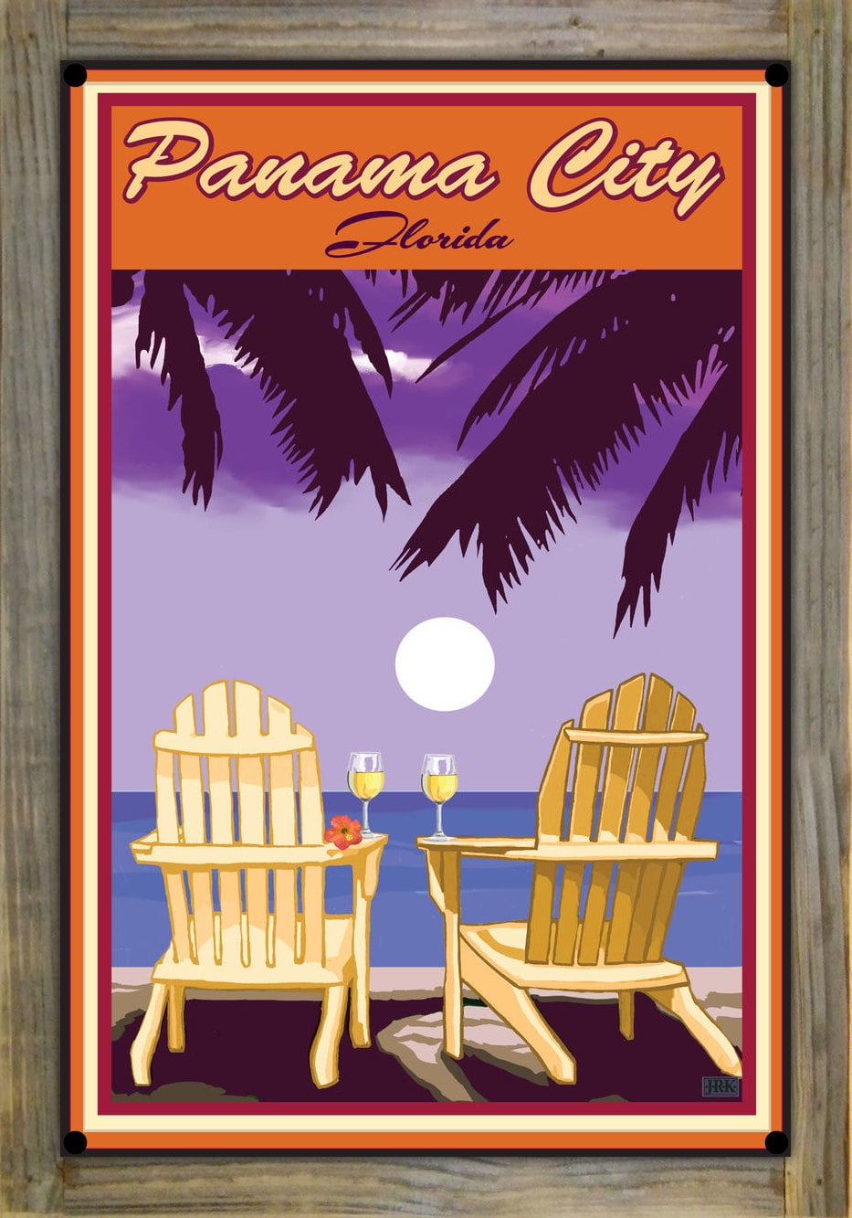 Panama City Florida Adirondack Chairs Palms White Wine Metal Print Panama City Florida Adirondack Chairs Palms White Wine Metal Print On Reclaimed Barn Wood By Joanne Kollman 12 X 18