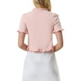 thumbnail image 2 of INSPIRE CHIC Cropped Cardigan for Women's Open Front Ruffle Knit Shrugs XL Pink, 2 of 5