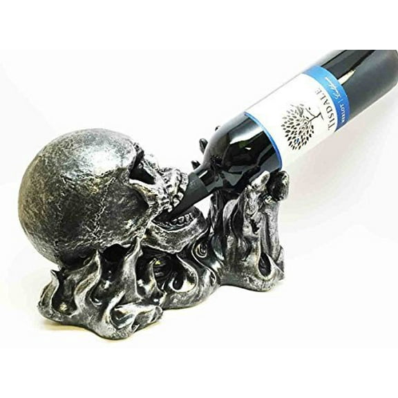 GARGLE OF BOOZE HELL FIRE SKELETON DEMON WINE BOTTLE HOLDER FIGURINE