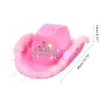 thumbnail image 2 of Sombrero de vaquero con corona rosa, sombrero de vaquero de fieltro con luces, cordón para el cuello, accesorios para disfraces de fiesta de Cosplay, vestido de juego para mujeres, 2 of 7