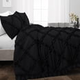 thumbnail image 3 of Diamond Ruffle Duvet Cover 3 Piece Set with Zipper, 400 Thread Count & 100% Egyptian Cotton, Luxury Design and Quilts Protector with Pillowcases - Black Solid, Super King Size., 3 of 5
