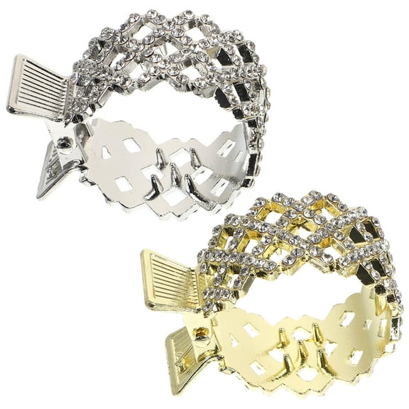 Hytrove Rhinestone Claw Clips For Women Hair Styling 2Pcs Small Size Metal Barrettes