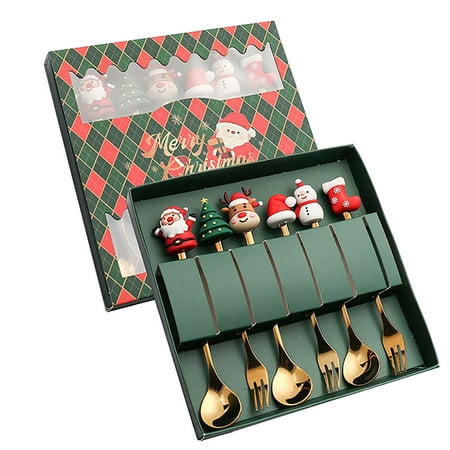 

Clearance! Fieroe Tableware Christmas Tableware Set Stainless Steel Spoon Gift Set Dessert Spoon Fork Coffee Spoon Christmas Pendant Spoon Tableware Set Gift 1 Set of Tableware Clearance Sale