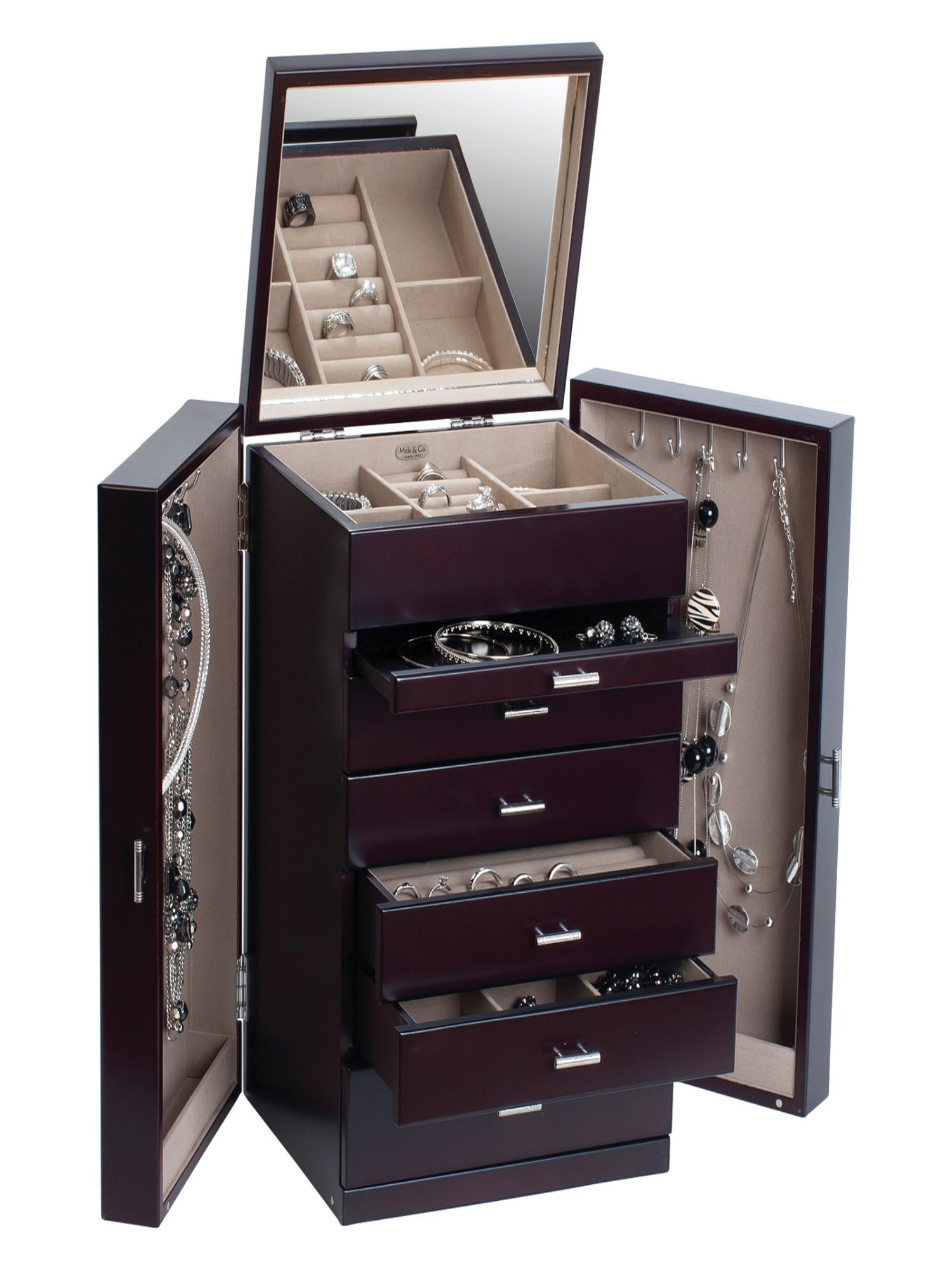 Mele Amp Co Geneva Upright Wooden Jewelry Box Walmart Com