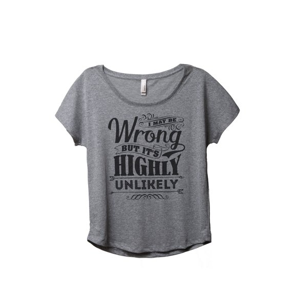 Thread Tank Highly Unlikely Women's Relaxed Slouchy Dolman T-Shirt Tee Heather Grey Small