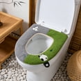 thumbnail image 4 of Funda de asiento de inodoro cálida y gruesa de peluche de invierno, cojín antimanchas con cierre de velcro, bonita funda de asiento de inodoro con estampado de pandas, funda de asiento de inodoro de p, 4 of 6