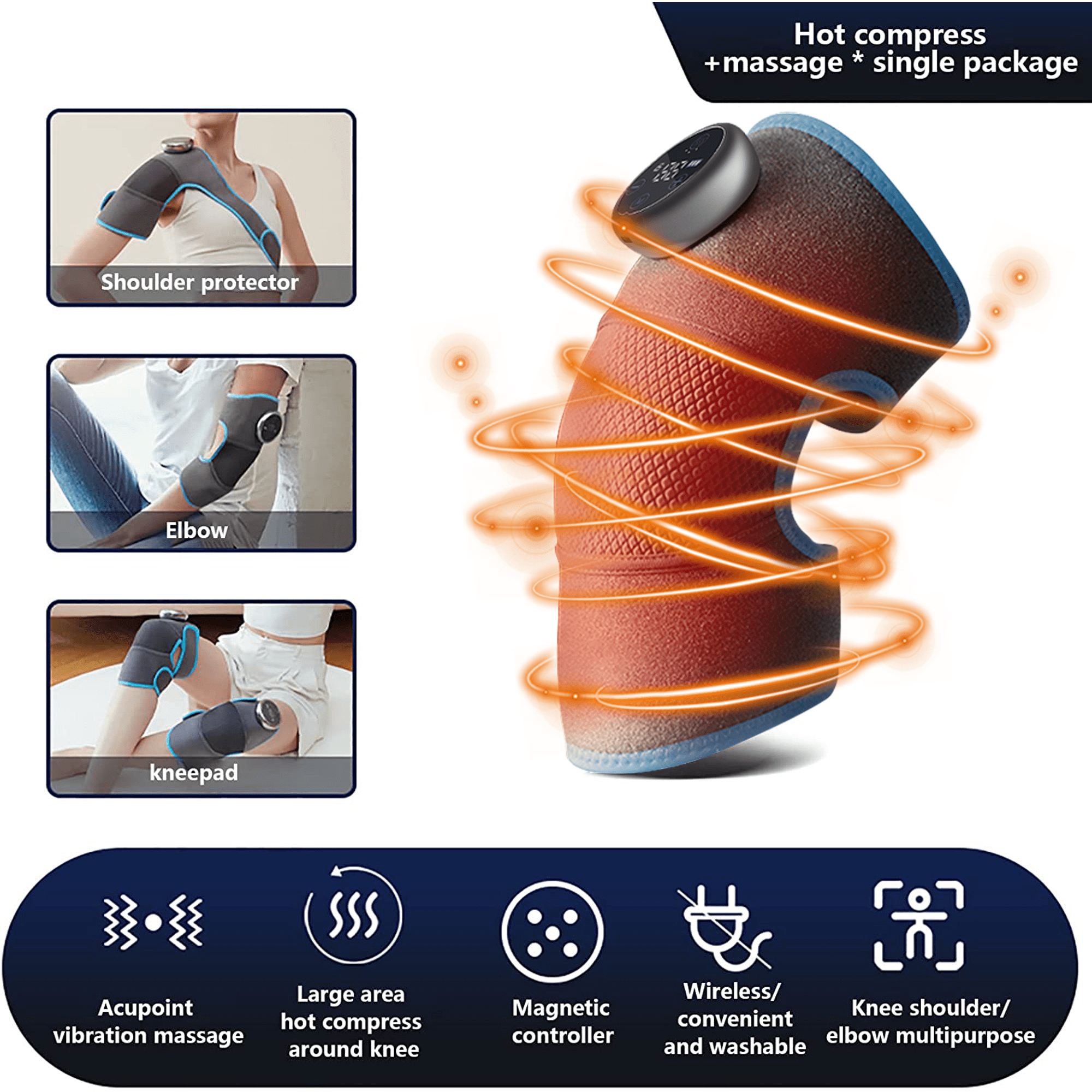 Heated Knee Brace Wrap with Massage,Vibration Knee Massager with