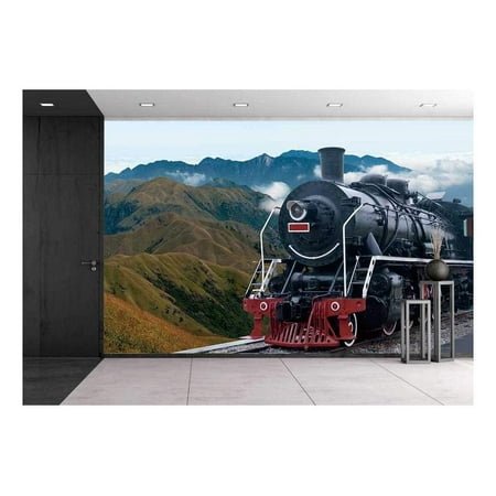 wall26 - Vintage Black Steam Powered Railway Train - Removable Wall Mural | Self-adhesive Large Wallpaper - 100x144 (Best Wallpapers For Steam)