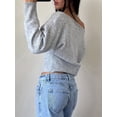 thumbnail image 4 of Women'S Cropped Sweaters Long Sleeve Off the Shoulder Sweater Y2k Going Out Tops Gray M, 4 of 9