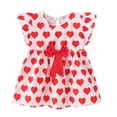 thumbnail image 1 of Coerni Robe Imprimée Cœur Mignonne pour Filles Été Manches Courtes à Volants Robe de Fête d'Anniversaire Col Rond Robe Décontractée avec Nœud, 1 of 8