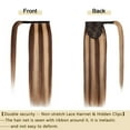 thumbnail image 4 of MY-LADY Remy Human Hair Extensions Ponytail Magic Paste Extensions Hair Wrap Around Ponytail Hair Piece Clip in Straight 20inch #4P27 Medium Brown & Dark Blonde, 4 of 8