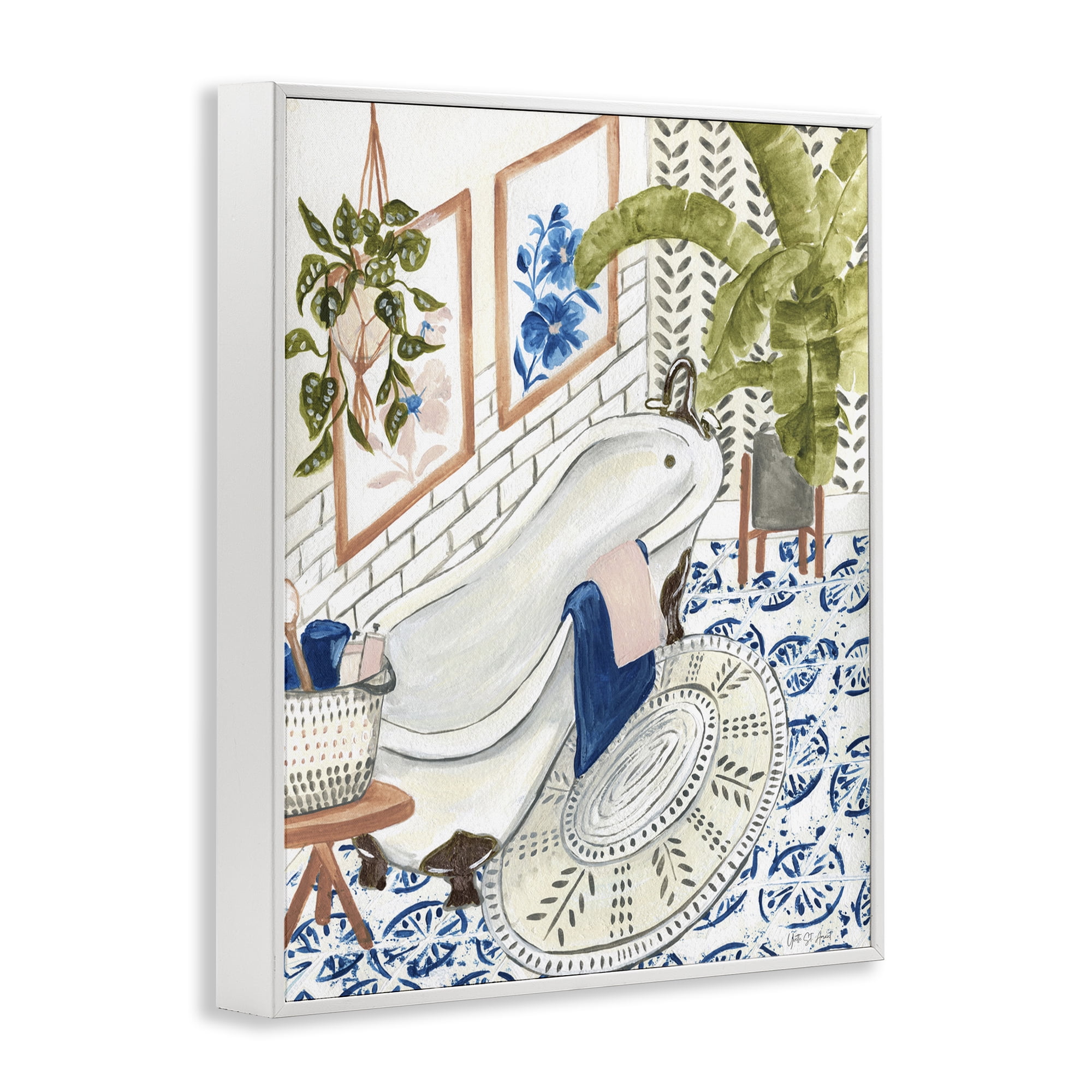 Stupell Industries Boho Chic Bathtub Typography Painting White Framed Art Print Wall Art, 24 x 30