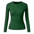 thumbnail image 4 of Dyfzdhu Thermal Underwear Top for Women Casual Solid Basic Round Neck Knitwear Slim Long Sleeve T Shirts Green, 4 of 4