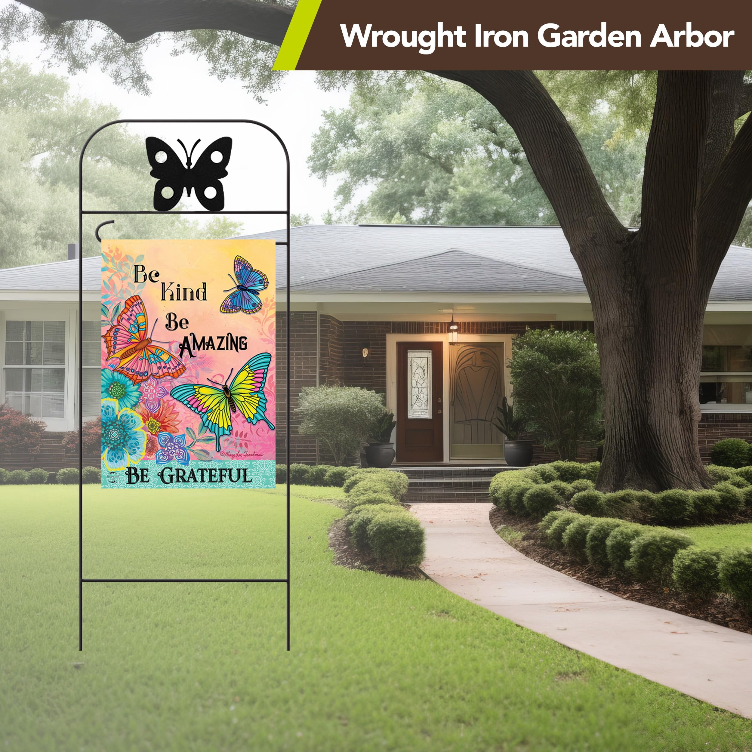 Briarwood Lane Everyday Wrought Iron Butterfly Garden Flag Arbor 41x15 Garden Flag Decorative Arbor