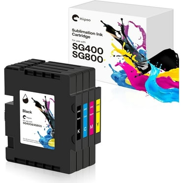 Hiipoo SG400 SG800 Sublimation Ink Cartridge Compatible for Sawgrass Virtuoso SG400 SG800 Printer, Latest Upgraded Chip(4-Pack, 1 Black, 1 Cyan, 1 Magenta, 1 Yellow)