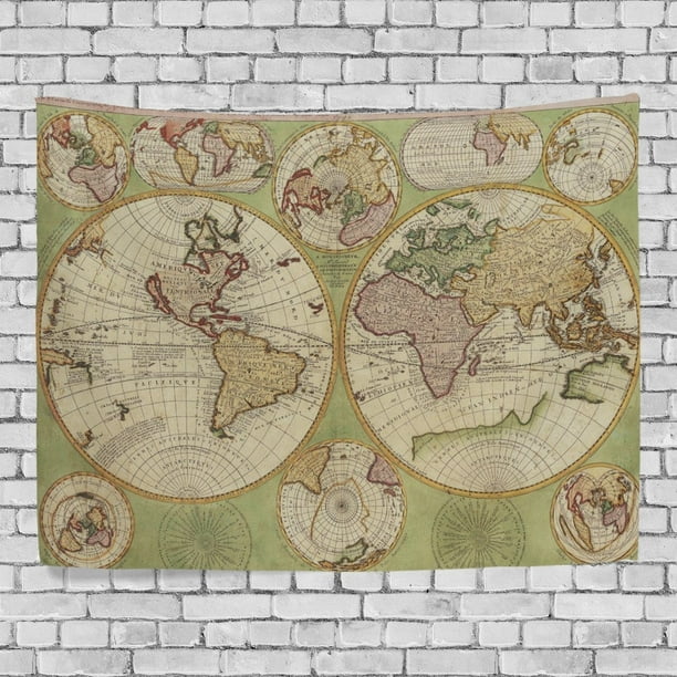 MYPOP Old Vintage World Map Tapestry Wall Decor Living Room Dorm