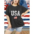 thumbnail image 2 of XCHQRTI American Stars Stripes Women Plus Size Tshirt 4th of July Patriotic Tee Short Sleeve 2x-5x, 2 of 7
