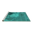 thumbnail image 2 of Ahgly Company Machine Washable Indoor Square Oriental Turquoise Blue Industrial Area Rugs, 7' Square, 2 of 4