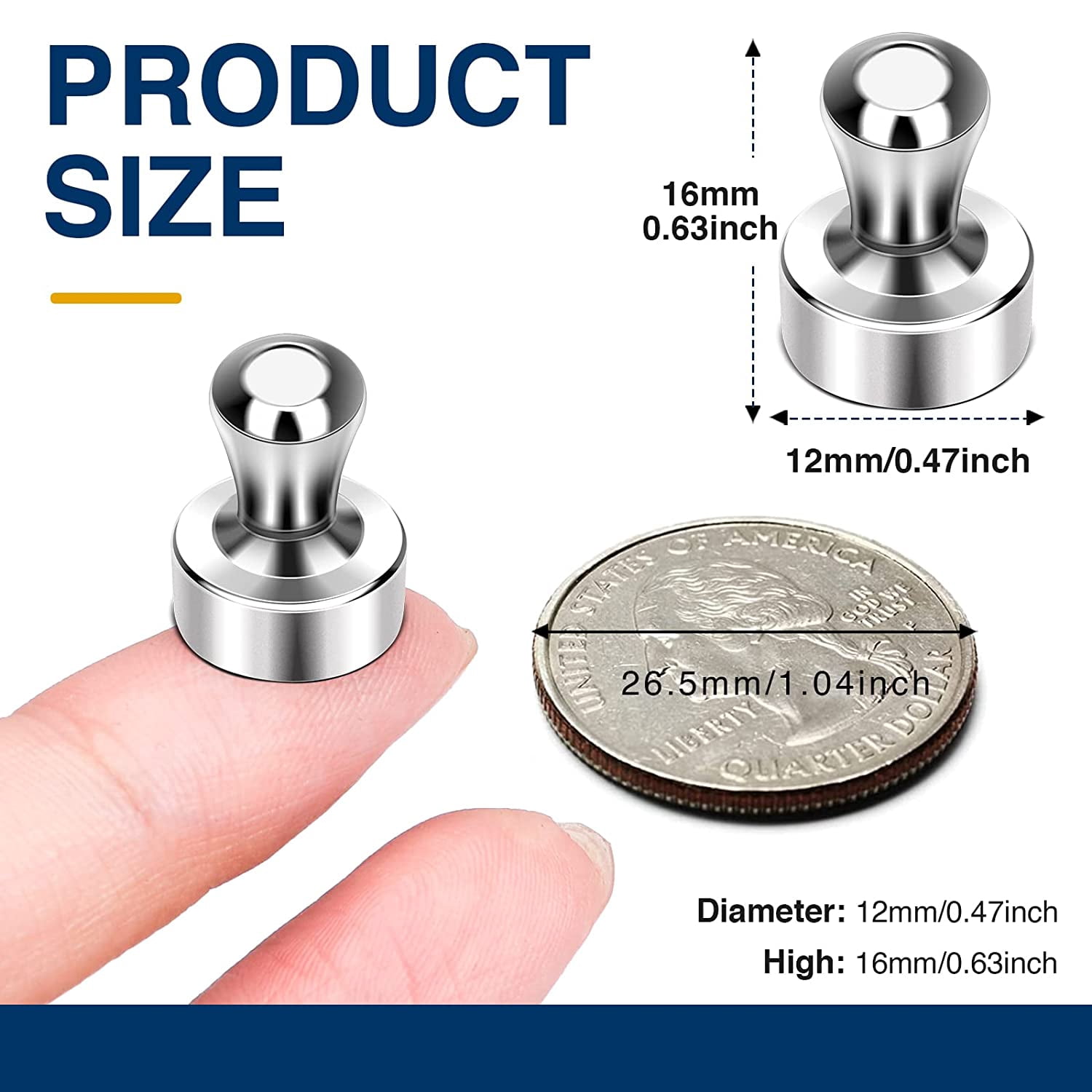 DIYMAG Fridge Magnets for Whiteboard, 15Pcs Strong Magnets for Whiteboard, Refrigerator Magnets Neodymium Push Pins Magnets for Office Magnets, Whiteboard Magnets, at School, Classroom, Kitchen