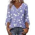 thumbnail image 4 of Women's V Neck Floral Printed 3/4 Sleeve Tops, Loose Baggy Blouses Spring Summer Business Work Casual Office Wear, 4 of 6