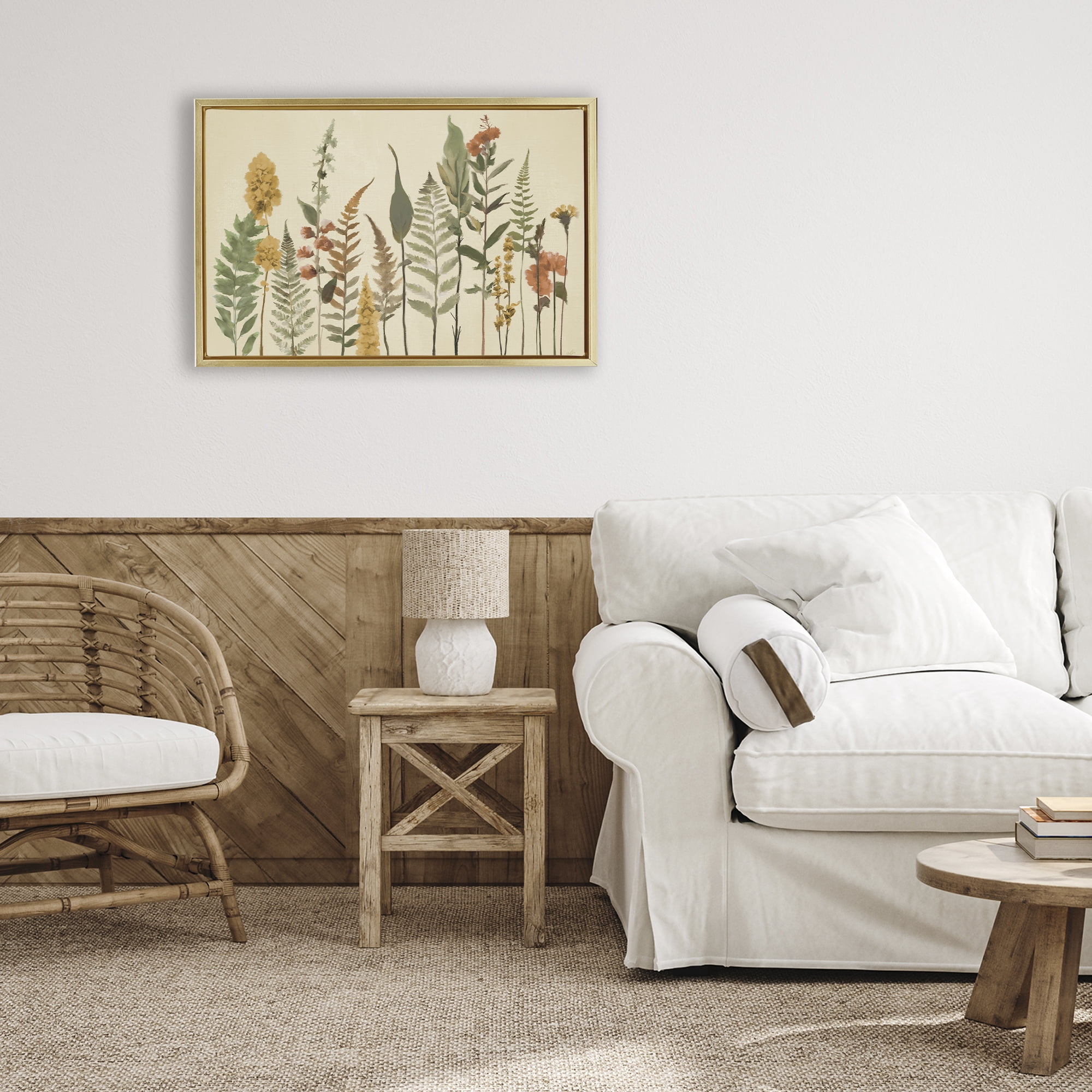 Stupell Industries Fall Toned Botanics Gold Framed Floater Canvas Wall Art, design by Elizabeth Medley