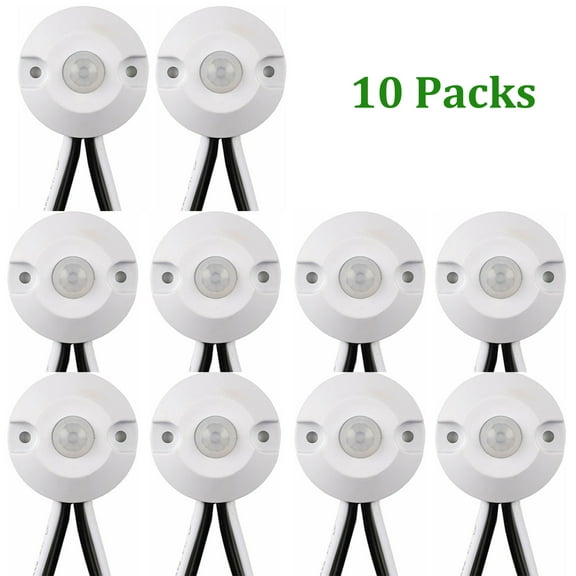 Facon 12V DC PIR Motion Sensor Switch, Use with Strip Lights, LED Lights, Incandescent and Halogen Bulbs (White, 10 Packs)