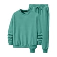 thumbnail image 4 of Nokdvo Men's 2 Piece Outfits Crewneck Long Sleeve Sweatsuit Set Solid Color Stretchy Tracksuit with Pockets Jogging Casual Athletic Outdoor Fashion Sweatshirt and Sweatpants,Turquoise 2XL, 4 of 4