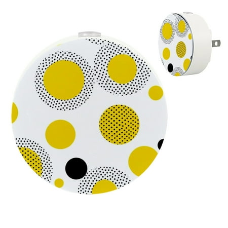 

YZUOUZY Night Light Bedside Lamp Bedroom Lamps Set of 2 Black White Yellow Halftone Circle