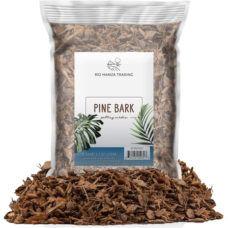 100% Natural Pine Bark Mulch Nuggets (8 Quarts), Small Mulch Chips for Indoor/Outdoor Container Gardening, Ideal for Soil Supplement, Houseplant Mulch