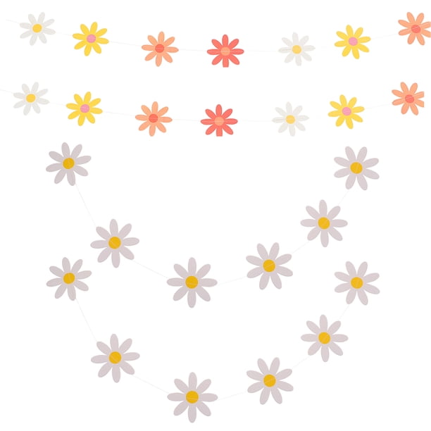 KAKOWELY 4 guirnaldas de margaritas para fiestas, decoración colgante para fiestas de cumpleaños