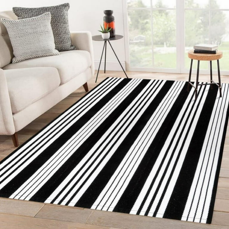  OJIA Front Door Mat 24x35 Black & White Front Door Rug  Washable Entry Rug Cotton Handwoven Indoor Outdoor Doormat Small Area Rugs  for Porch/Entrance : Home & Kitchen