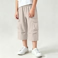 thumbnail image 5 of Nilvkv Boys Cargo Pants, Boys Pants, Solid Color Cropped Joggers in Relaxed Fit with Side Pockets, cool choice for Outdoor Wear Beige 5-6 Years, 5 of 8