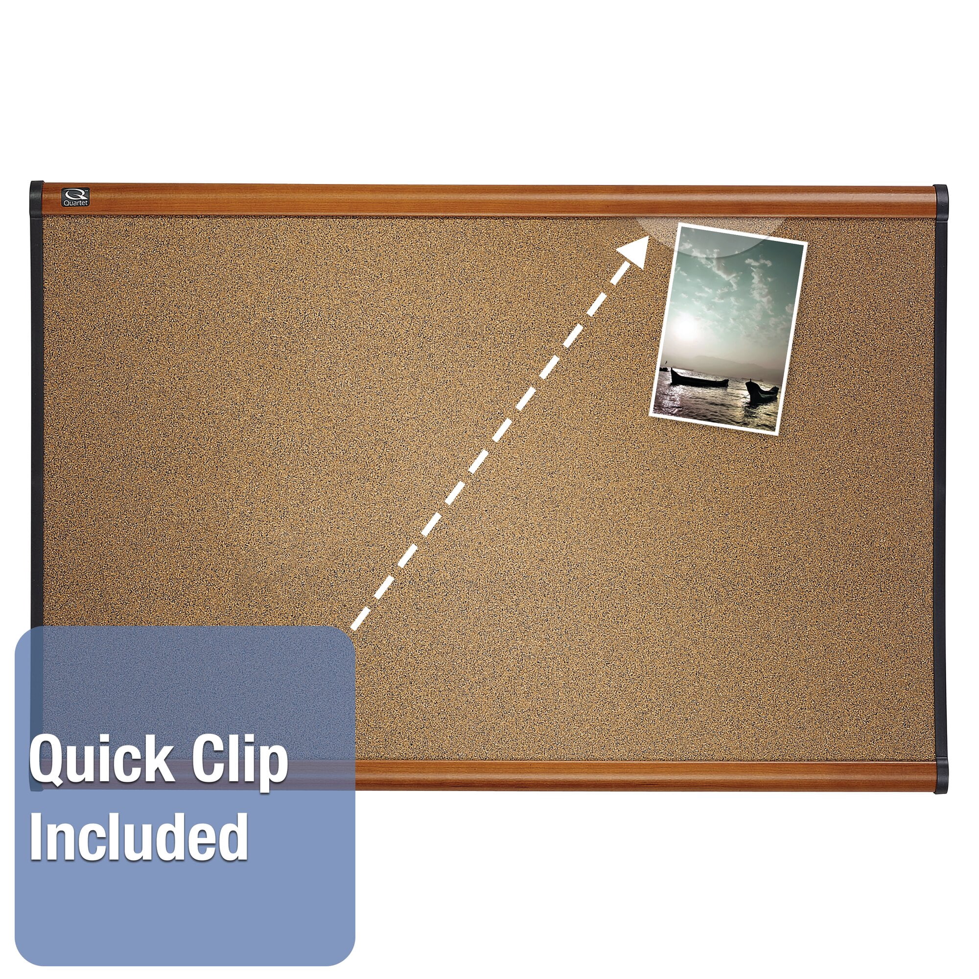 Quartet Prestige Bulletin Board, Brown Graphite-blend Surface, 36 X 24, Cherry Frame