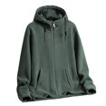 thumbnail image 2 of ZAZYULZ Women's Fall and Winter Solid Color Zipper Thickened Double Polar Fleece Hooded Coat Plus Size Soft Comfort Fit Casual Coat(Green,M), 2 of 9