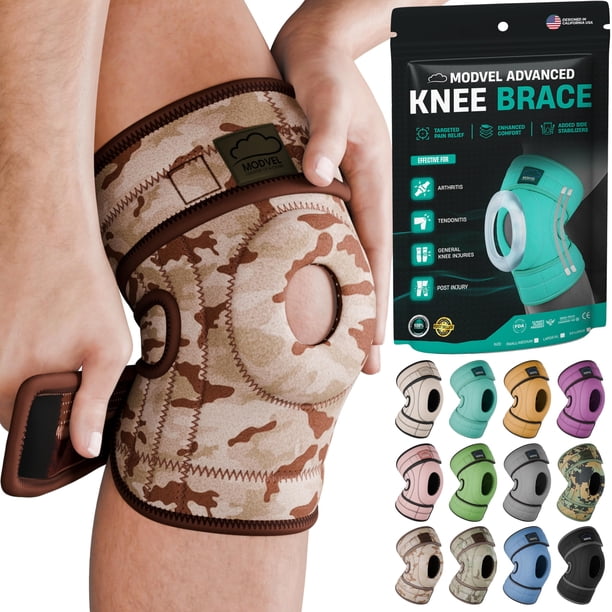 Rodillera Modvel ELITE para hombre y mujer: almohadillas de gel para rótula y estabilizadores laterales para recuperación de ligamentos cruzados anteriores (LCA), desgarros de menisco, artritis y lesi